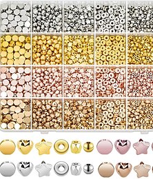 abordables -2160pcs perles d'or pour la fabrication de bijoux, perles de bracelet assorties perles d'espacement de strass perles plates petites perles d'or pour la fabrication de bijoux de bracelet