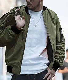 abordables -Hombre Chaqueta ligera Chaqueta de verano Chaqueta de bombardero Cortavientos Vacaciones Deportes recreativos Resistente al Viento Multi capa Ajustado Otoño Color puro Clásico Minimalista Cuello