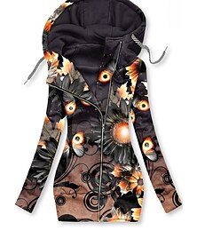 abordables -Sudaderas de Mujer Gráfico Floral Mariposa Deportiva Básica Manga Larga Hoodie Tops Regulares Casual Calle Cremallera Ajustable Bolsillo Frontal Negro Blanco Rosa Rojo Azul Otoño  Invierno
