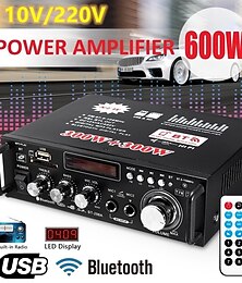 voordelige -grote promo! 600w 12v/220v 2ch afstandsbediening hifi audio stereo eindversterker bluetooth fm radio auto thuis