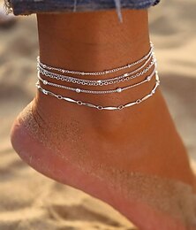 abordables -Bracelet de cheville Personnalisé mode simple Femme Bijoux de Corps Pour Soirée Vacances Classique Alliage Tissage Argent 5 pièces