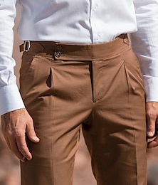 cheap -Men's Dress Pants Trousers Pleated Pants Suit Pants Gurkha Pants Pocket High Rise Plain Comfort Breathable Outdoor Daily Going out Vintage Elegant Black White