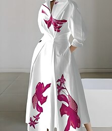 Χαμηλού Κόστους -Γυναικεία Φόρεμα πουκαμίσα Καθημερινό φόρεμα Φόρεμα ριχτό από τη μέση και κάτω Μακρύ φόρεμα ΕΞΩΤΕΡΙΚΟΥ ΧΩΡΟΥ Γραφείο Καθημερινά Πολυεστέρας Μοντέρνα Καθημερινό Κολάρο Πουκαμίσου Κουμπί Τσέπη