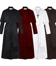 cheap -Retro Vintage Medieval Coat Necklace Trench Coat Plague Doctor Priest Men's Halloween Party / Evening Stage Coat
