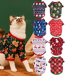baratos -Cachorros Gatos Camiseta Moda Estilo bonito Inverno Respirável Macio Lavável Confortável Natal Ao ar livre Casual / Diário Bichon Frise Pomerânia Animais de Pequeno Porte Borboleta