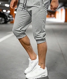 ieftine -Bărbați Pantaloni Sport Joggeri Pantaloni Capri Cordon Talie elastică Simplu Confort Respirabil În aer liber Zilnic Ieșire 100% Bumbac Modă Casual Negru Gri Deschis