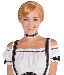 economico -parrucche cosplay della birra dell'oktoberfest parrucca bionda miele della cameriera del latte con treccia sopra la testa