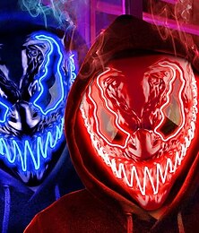 abordables -masque halloween led light up masque pour adultes enfants dark and evil yeux brillants masque néon avec 3 modes d'éclairage el wire - cadeau idéal pour hommes femmes halloween costume party
