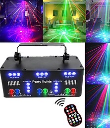 זול -21 עיניים rgb disco dj beam מקרן אור לייזר dmx מרחוק strobe שלב תאורה אפקט מסיבת חג המולד אורות חג ליל כל הקדושים