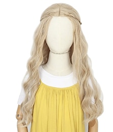 voordelige -haar prinses kinderpruik meisjeskostuum pruik kind lang golvend blond halloween cosplay pruik cadeau