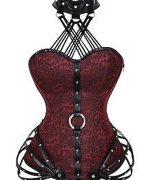 Недорогие -Women's Plus Size Corsets Halloween Waist Trainer Body Shaper Flower Sport Casual Punk & Gothic Daily Going out Polyester Breathable Halter Neck Sleeveless Summer Spring Black Red