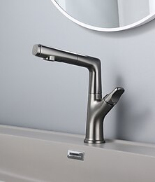 cheap -Bathroom Faucet Pull Out Basin Taps, Single Handle Vessel Taps with Cold and Hot Hose