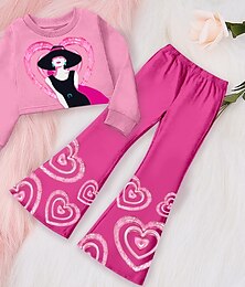 economico -Da ragazza 3D Con cuori Pop art Set felpa e pantaloni della tuta Completo Rosa Manica lunga Stampa 3D Autunno Inverno Attivo Di tendenza Giornaliero Bambino 4 anni + Esterno Da mare Appuntamento