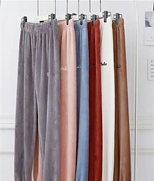 billige -kvinners pyjamas bukser bokstav plysj uformell komfort hjemme daglig seng korall fleece korall fløyel varm bukse høst vinter hjem antrekk
