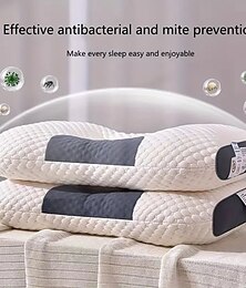 abordables -1pc oreiller cervical en coton antibactérien tricoté pour adultes pour aider à dormir doux réglable ergonomique contour orthopédique soutien oreiller housse amovible