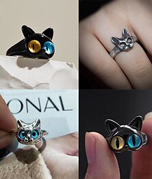billige -1 stk Justerbar ring For Dame Gave Daglig Stevnemøte Legering Retro Kat