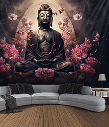 זול -בודהה תלוי שטיח קיר אמנות שטיח קיר גדול תפאורה צילום רקע שמיכה וילון בית חדר שינה קישוט סלון