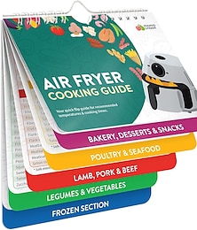 cheap -Air Fryer Cheat Sheet Magnets Cooking Guide Booklet - Cooking Times Chart - Cookbooks Instant Air Fryer Accessories Oven Cooking Pot Temp Guide Kitchen Conversion