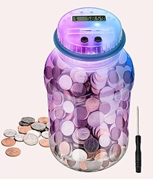 お買い得  -自動 7 色 lcd ディスプレイ貯金箱カウンターコイン電子デジタル lcd 計数コイン貯金箱瓶