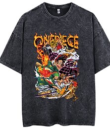 abordables -One Piece Monkey D.Luffy Nico Robin Roronoa Zoro Costume de Cosplay Manches Ajustées T-shirt délavé à l'acide surdimensionné Imprime Art graphique Pour Homme Femme Garçon Enfant Adulte Estampage