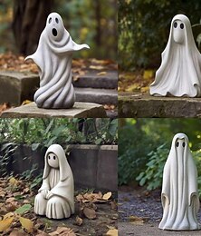 economico -scultura fantasma di Halloween, statua da esterno, decorazione fantasma in resina per cortile, prato, portico, decorazione da tavolo, decorazione da tavolo spettrale di Halloween, artigianato da giardino 15 cm