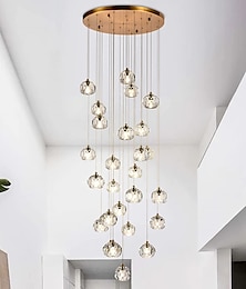 billiga -kristallkrona led modern taklampa regndroppe taklampa kristallkula armatur 36 lampor för trappa vardagsrum hotell hall foajé entré 110-240v