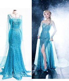 levne -Ledové království Princeznovské Elsa Šaty Cosplay kostým Květinové šaty Do áčka vzor šaty Filmové kostýmy for Dámské Dospělé Plesová maškaráda loučení se svobodou nevěsty