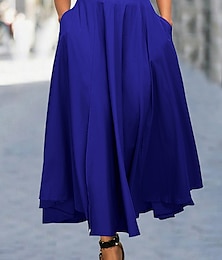 abordables -jupe femme une ligne swing maxi taille haute jupes plissées poche nœud couleur unie rue quotidien automne&amp;hiver élégant vintage mode vin rouge noir rose bleu