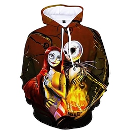 abordables -Víspera de Todos los Santos Esqueleto Sudadera Pullover Sudadera con capucha navideña divertida Estampado 3D Bolsillo delantero Gráfico Para Pareja Hombre Mujer Adulto Víspera de Todos los Santos