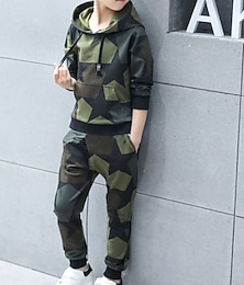 abordables -Garçon 3D Graphic Camouflage Ensemble de Vêtements manche longue Printemps Automne du quotidien basique Enfants 3-12 ans Extérieur Intérieur Standard