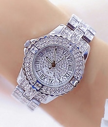 abordables -Hermana abeja Mujer Relojes de cuarzo Diamante Cronógrafo Moda Reloj de Muñeca IMPERMEABLE Decoración Correa de acero inoxidable Reloj