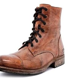 levne -pánské vintage šněrovací kotníkové boty z umělé kůže – odolný bojový styl pro outdoorové i běžné nošení