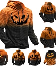 olcso -Férfi Tök Grafikai nyomatok Kapucnis felsők Gofri kapucnis pulóver Pulóver Hosszú ujj Kapucnis pulóver Kapucni Napi 3D nyomtatás Halloween Szabadság Alkalmi Fekete Sárga Nyomtatott Tavasz & Ősz