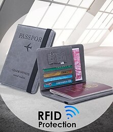 economico -Custodia per passaporto in pelle con blocco RFID fascia elastica portacredito ID impermeabile portafoglio per uomini e donne organizer di documenti
