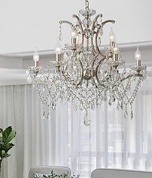 economico -argento cromato grande lampadario illuminazione 43/61/68 cm di larghezza cristallo trasparente a più livelli apparecchio a 12 luci per sala da pranzo casa foyer ingresso cucina camera da letto
