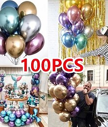 preiswerte -Glänzende Metallperlen-Latexballons, dickes Chrom, metallische, aufblasbare Luftballons, Partydekoration, 100/50/30/10 Stück