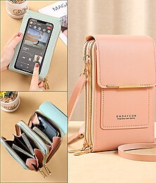 halpa -Naisten Crossbody laukku Wallet Kukkaro Matkapuhelin pussi Luottokortin haltijan lompakko PU-nahka Päivittäin Pyhäpäivä Vetoketjuilla Kosketusnäyttö Säädettävä Kevyt Yhtenäinen väri Musta Vaalea