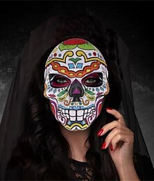 economico -day of the dead maschera teschio di zucchero maschera a pieno facciale messicano masquerade mask fancy dress costume di halloween accessorio per le donne uomini halloween scheletro decorazione