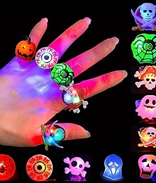 economico -20 pezzi di halloween anello bagliore dito luce led lampeggiante zucca bagliore braccialetto giocattolo creativo per bambini