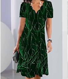ieftine -Rochie Mini pentru Femei Rochie Petitet Rochie de Vară Rochie A-Line Rochie de Vară Moda Vintage Streetwear În Aer Liber Vacanță Invitată la Nuntă Relaxată Mânecă Scurtă Guler inima Negru Vin închis