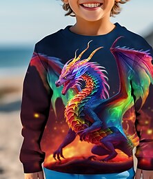 cheap -Boys 3D Graphic Animal Dragon Sweatshirt Long Sleeve 3D Print Fall Winter Fashion Streetwear Cool Polyester Kids 3-12 Years Outdoor Casual Daily Regular Fit