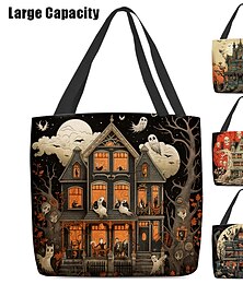 abordables -Mujer Bolso Tote Bolsa de hombro Bolsa de lona Poliéster De Compras Diario Impresión Gran Capacidad Plegable Ligero 3D Arco Iris