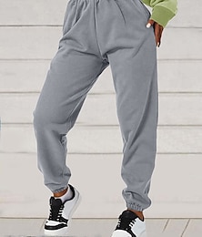 billige -Dame Joggebukser kinesisk Bukser Mote Avslappet / Sportslig Full lengde Høy Midje عادي Lomme Elastisk midje Komfort Pusteevne Myk Mikroelastisk Feriereise Gate Daglig Svart Hvit Rosa Blå Sommer Høst