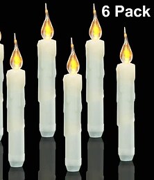 abordables -6pcs bougies blanches pointues douces parfaites pour les décorations d'halloween et de noël bougies longues avec points de déchirure lampes décoratives de bureau et de salon