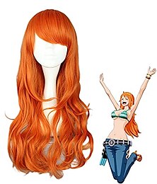 baratos -One piece perona perucas one piece nami 2 anos depois peruca 65cm onda longa peruca encaracolada cabelo cosplay festa de cabelo sintético