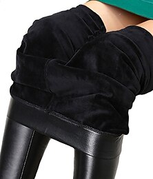 abordables -Femme Pantalon en cuir Collants Pantalon Mode Vêtement de rue Toute la longueur Taille haute Plein Taille elastique Confort Respirabilité Doux Micro-élastique Vacances Plein Air du quotidien Noir