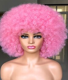 economico -parrucca afro corta con frangia per donne nere parrucca riccia afro crespa parrucca afro sintetica premium anni '70