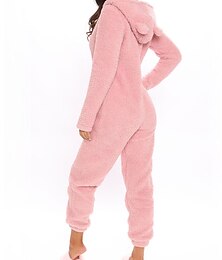 Недорогие -Женская флисовая пижама для взрослых, комбинезон со звездой, теплая мода, повседневная домашняя повседневная кровать, полиэстер, дышащая толстовка с длинным рукавом и карманом, осень-зима, черный,