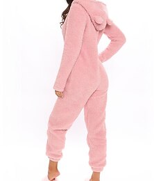 billige -dame fleece pyjamas voksen onesie stjerne varm mote uformelt hjem daglig seng polyester pustende hettegenser langermet lomme høst vinter svart hvit