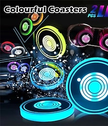 cheap -2PCs Cup Holder Lights Car Coaster Light Cover Car Interior Decoration Atmosphere Lights 7 Colors Cup Pad